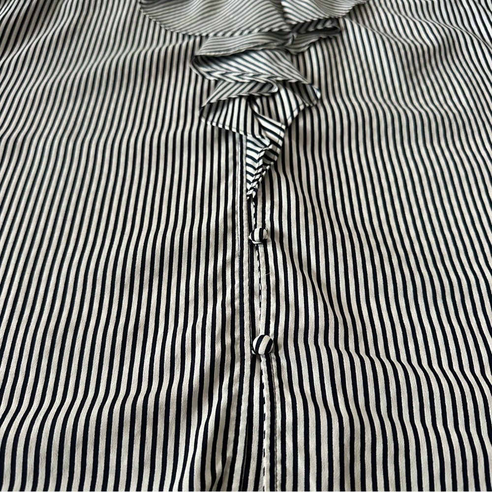 KARL LAGERFELD PARIS Ruffle Blouse Bundle Romantic Red Navy White Stripes M - Picture 9 of 12